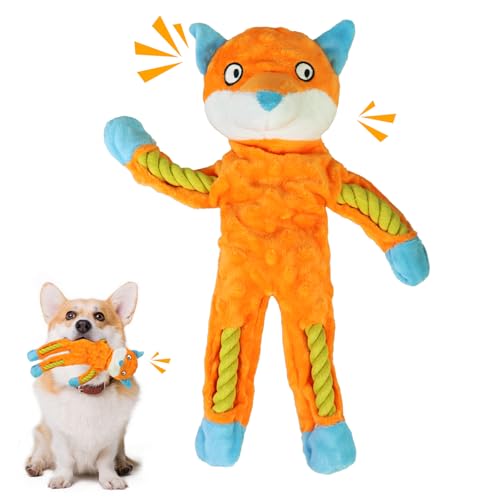 Quietschendes Hundespielzeug, Kauspielzeug für Hunde mit Baumwollseil, langlebiges Tauziehen, interaktives Spielspielzeug für kleine, mittelgroße und große Hunde, Langeweile & Zahnreinigung (Fuchs) Quietschendes Hundespielzeug, Kauspielzeug für Hunde mit Baumwollseil, langlebiges Tauziehen, interaktives Spielspielzeug für kleine, mittelgroße und große Hunde, Langeweile & Zahnreinigung (Fuchs) von Dazzroi