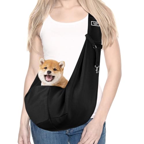 DBALL Hundetasche Reversibel Tragetasche Hund (Bis zu 16.5lbs) Hundetragetasche mit Seitliche Aufbewahrungstasche Hunde Tragetasche für Klein Hund Katze für Spaziergänge von Dball