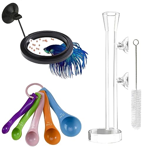 Dbeans Flourithing GarnelenfüTterung 3-Teiliges Set Futterring Aquarium Garnelenfutterschale Und FuttermesslöFfel -FüTterungszubehöR Mit Korallenfutter Und Garnelenfutterrohr Aquarium Zubehör von Dbeans Flourithing