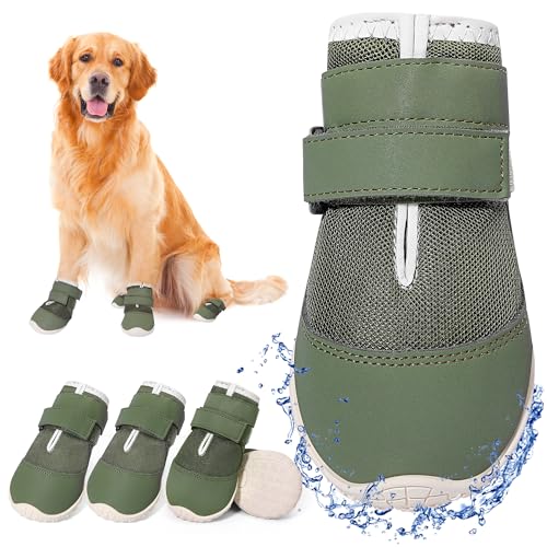 DcOaGt Hundeschuhe für kleine, mittelgroße Welpen, rutschfeste Netz-Hundestiefel und Pfotenschutz für heißen Gehweg, Winter, Schnee, atmungsaktiv, reflektierend, für Wandern, Spazierengehen, Jagd von DcOaGt