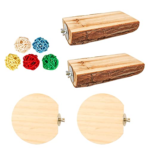 Papageien-Sitzstange aus natürlichem Holz, für Vögel, Stehplattform, Rattan-Kugeln, Kauspielzeug für kleine Vögel, 9 Stück Papageien-Sitzstange aus natürlichem Holz, für Vögel, Stehplattform, Rattan-Kugeln, Kauspielzeug für kleine Vögel, 9 Stück von Dcaknri