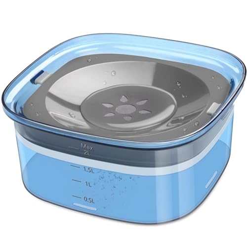 Dcluluwe 70-Unzen-Hundewassernapf, 2 L, Kein Verschütten, Hundenapf, Großes Fassungsvermögen, Auslaufsicher, Langsame Wasserzufuhr, Kein Spritzen, Hundenapf für Haustiere, Blau von Dcluluwe