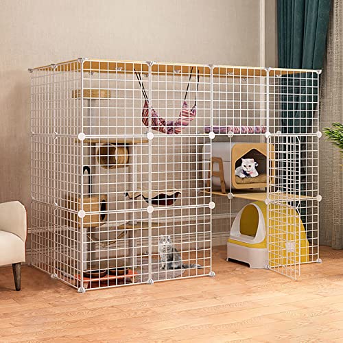 Katzenkäfig 3-stöckig Katzengehege für Kaninchen Gittergehege Katzenkäfig Katzenkafig Balkon Metall Kleintierauslauf Kleintiergehege aus Metallgitter inkl. Tür Kleintiergehege von Ddasam