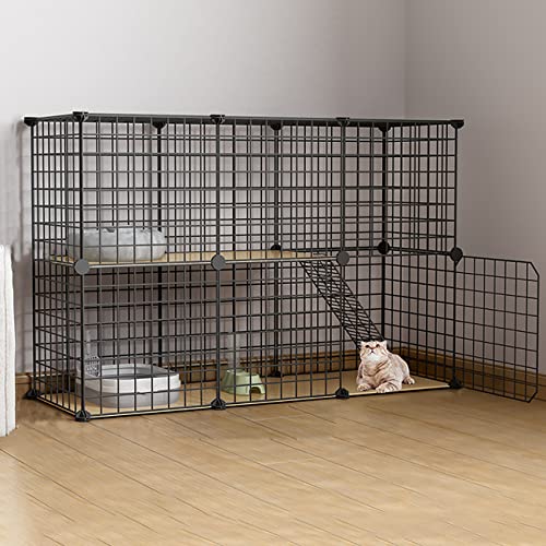 Katzenkäfig Katzengehege Auslaufgitter Laufkäfig Hasen Hamster Welpenauslauf für Kaninchen mit Tür und Leiter DIY Kleintierkäfig Portable Metalldraht Yard Fence Outdoor von Ddasam