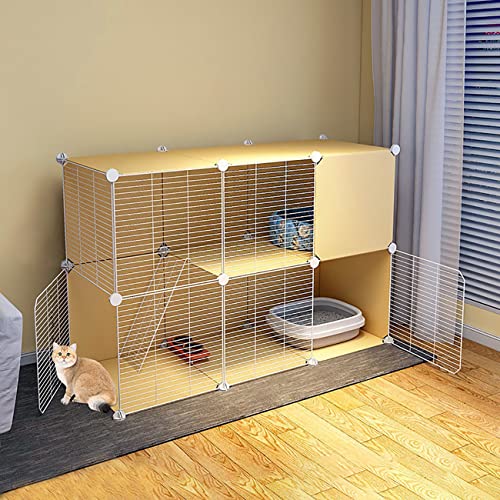 Katzenkäfig Katzengehege Auslaufgitter Laufkäfig Hasen Hamster Welpenauslauf für Kaninchen mit Tür und Leiter DIY Kleintierkäfig Portable Metalldraht Yard Fence Outdoor von Ddasam