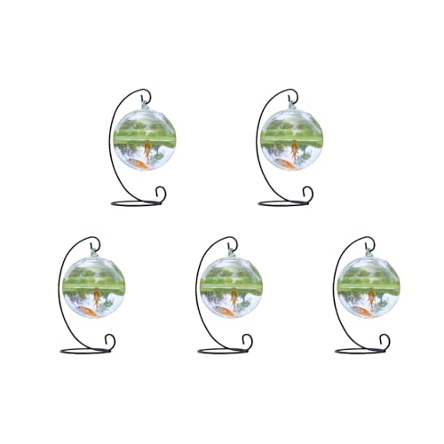 Kleine Tischglas-Fischschale für kreative Vasen, hängende Kugel, platzsparende Vase, Aquarium für Heimdekoration, konvenierte Schalen mit Ständer von Ddujbtp