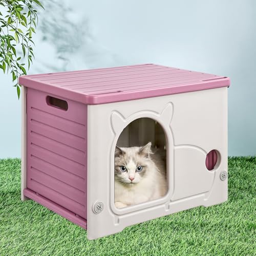 DeDeSoon Katzenhaus,Stapelbares Katzenbett für Haustierkatzen und Wildkatzen für den Innen- und Außenbereich, wasserdichter Katzenschutz mit gewebter Matte und Baumwollpolster für Sommer und Winter DeDeSoon Katzenhaus,Stapelbares Katzenbett für Haustierkatzen und Wildkatzen für den Innen- und Außenbereich, wasserdichter Katzenschutz mit gewebter Matte und Baumwollpolster für Sommer und Winter von DeDeSoon