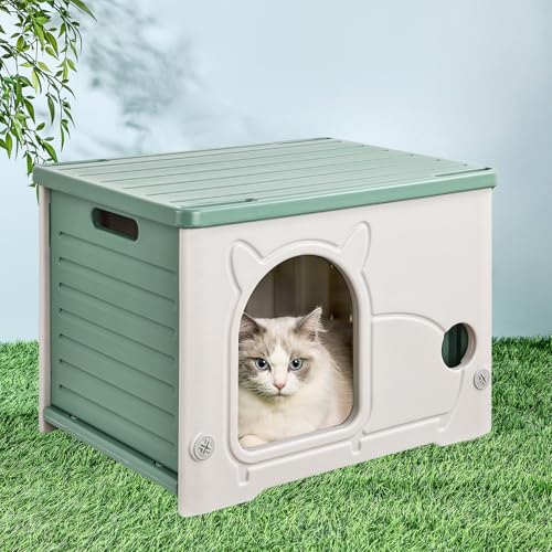 DeDeSoon Katzenhaus,Stapelbares Katzenbett für Haustierkatzen und Wildkatzen für den Innen- und Außenbereich, wasserdichter Katzenschutz mit gewebter Matte und Baumwollpolster für Sommer und Winter DeDeSoon Katzenhaus,Stapelbares Katzenbett für Haustierkatzen und Wildkatzen für den Innen- und Außenbereich, wasserdichter Katzenschutz mit gewebter Matte und Baumwollpolster für Sommer und Winter von DeDeSoon