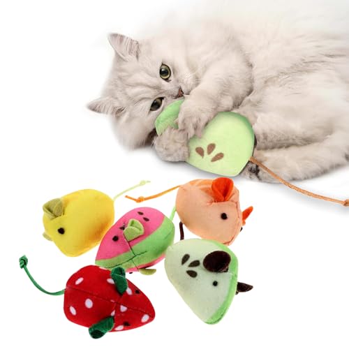 Deaguid Katzenminze-Spielzeug, Mäuse, Mausspielzeug für Katzen, interaktives Mausspielzeug für Kätzchen, Kau-Mausspiel für Indoor-Katzen, bunt, Stil 1, 5 Stück Deaguid Katzenminze-Spielzeug, Mäuse, Mausspielzeug für Katzen, interaktives Mausspielzeug für Kätzchen, Kau-Mausspiel für Indoor-Katzen, bunt, Stil 1, 5 Stück von Deaguid