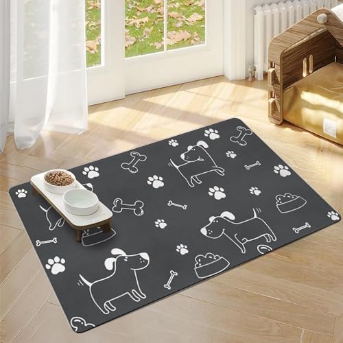 Hundenapf-Matte, saugfähig, rutschfest, Silikon, 30 x 50 cm, wasserdicht, für Hunde und Katzen, Grau (M) von Deaguid
