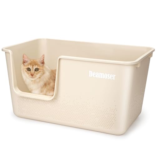 Extra große hochseitige Katzentoilette, 62,2 cm L x 40,6 cm B x 33 cm H, Jumbo-Katzentoilette für große Katzen, Haushalt, spritzwassergeschützt, hohe Wand, Beige Extra große hochseitige Katzentoilette, 62,2 cm L x 40,6 cm B x 33 cm H, Jumbo-Katzentoilette für große Katzen, Haushalt, spritzwassergeschützt, hohe Wand, Beige von Deamoser