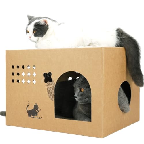Katzenhaus aus Karton mit Katzenminze, 43,2 cm L x 30,5 cm B x 30,5 cm H, großes Katzenkratzbett für Indoor-Katzen mit 2 Kratzpads, Wellpappe, Katzenkratzbox für Hasen/Katzen, Tiere. Katzenhaus aus Karton mit Katzenminze, 43,2 cm L x 30,5 cm B x 30,5 cm H, großes Katzenkratzbett für Indoor-Katzen mit 2 Kratzpads, Wellpappe, Katzenkratzbox für Hasen/Katzen, Tiere. von Deamoser