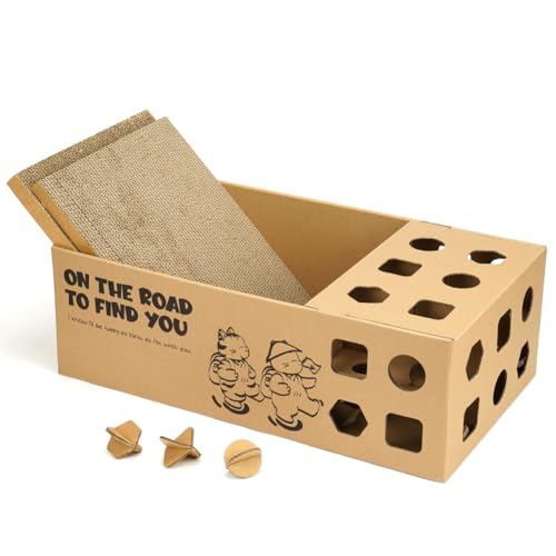 Kratzbox aus Karton mit 2 nachfüllbaren doppelseitigen Kratzpads aus Karton, 3-in-1-Multifunktionales Papierball-Spielzeug-Sortiment, recycelbarer Katzenkratzer aus Karton für Hauskatzen. Kratzbox aus Karton mit 2 nachfüllbaren doppelseitigen Kratzpads aus Karton, 3-in-1-Multifunktionales Papierball-Spielzeug-Sortiment, recycelbarer Katzenkratzer aus Karton für Hauskatzen. von Deamoser