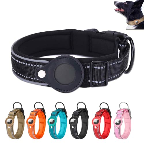 Airtag Hundehalsband, 38-45cm Reflektierendes Halsband, Airtag Halsband Hund, Halsband Airtag Hund, Hundehalsband Welpen, Apple Airtag Halsband Für Kleine Bis Große Hunde -Größe M (Schwarz) von Deautie