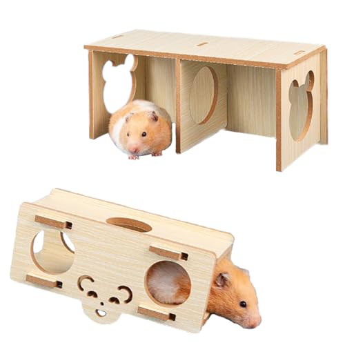 Deautie 2 Stück Holz Hamsterhaus, Holz Hamsterhaus Hamster, Hamster Versteck Holz, Mehrkammernhaus, Hamster Eckhaus, Holzspielzeug für Meerschweinchen, Hamster und Rennmäuse Deautie 2 Stück Holz Hamsterhaus, Holz Hamsterhaus Hamster, Hamster Versteck Holz, Mehrkammernhaus, Hamster Eckhaus, Holzspielzeug für Meerschweinchen, Hamster und Rennmäuse von Deautie
