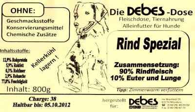 Debes Fleischdose Rind Spezial, 0.8 kg Debes Fleischdose Rind Spezial, 0.8 kg von Debes