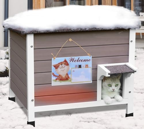 Deblue 100% Isolierte Katzenhäuser für Katzen im Freien, wetterfestes Feral Katzenhaus mit umlaufendem Schaumstoff, Katzenhaus aus Holz für mehrere Katzen - Grau Deblue 100% Isolierte Katzenhäuser für Katzen im Freien, wetterfestes Feral Katzenhaus mit umlaufendem Schaumstoff, Katzenhaus aus Holz für mehrere Katzen - Grau von Deblue