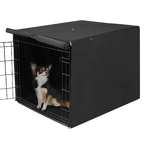 Deblue 91,4 cm Hundekäfig-Abdeckung, atmungsaktiv, passend für 91,4 cm Draht-Doppeltür-Abdeckung – Schwarz von Deblue