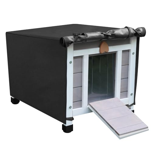 Deblue Feral Katzenhaus mit Abdeckung, wetterfestes Katzenhaus aus Holz mit Fluchttür, Katzenhaus für kleine Haustiere - Grau mit Abdeckung Deblue Feral Katzenhaus mit Abdeckung, wetterfestes Katzenhaus aus Holz mit Fluchttür, Katzenhaus für kleine Haustiere - Grau mit Abdeckung von Deblue
