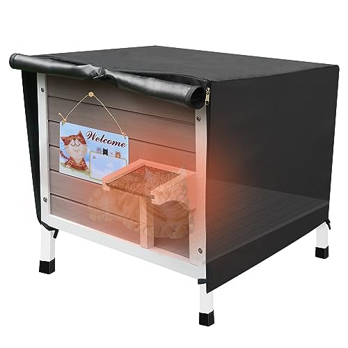 Deblue Isoliertes Outdoor Katzenhaus mit Abdeckung, 100% Isoliert für mehrere Katzen, Wetterfest, Tannenholz und Schaumstoff, Grau-Schwarz Deblue Isoliertes Outdoor Katzenhaus mit Abdeckung, 100% Isoliert für mehrere Katzen, Wetterfest, Tannenholz und Schaumstoff, Grau-Schwarz von Deblue