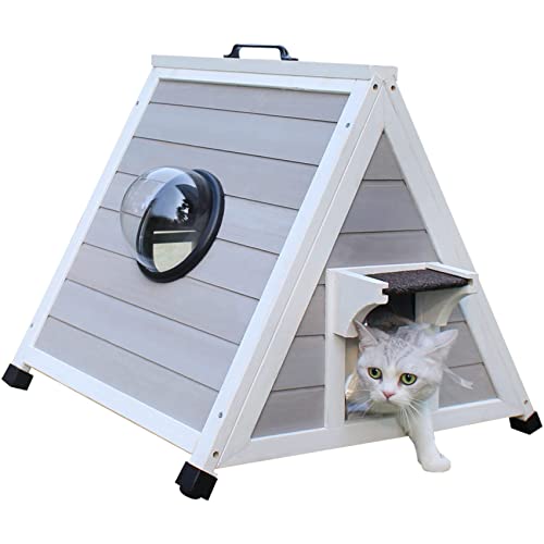 Deblue Outdoor Katzenhaus für Wildkatzen, wetterfestes Katzenhaus aus Holz für kleine Haustiere, einzigartiger Katzenschutz mit Fluchttür, klares Fenster, Grau Deblue Outdoor Katzenhaus für Wildkatzen, wetterfestes Katzenhaus aus Holz für kleine Haustiere, einzigartiger Katzenschutz mit Fluchttür, klares Fenster, Grau von Deblue