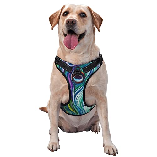 Hundegeschirr, Pfauenfedern, bedruckt, kein Ziehen, verstellbar, reflektierend, Haustier-Oxford-Weste, einfach anzuziehen Hundegeschirr, Pfauenfedern, bedruckt, kein Ziehen, verstellbar, reflektierend, Haustier-Oxford-Weste, einfach anzuziehen von Debou