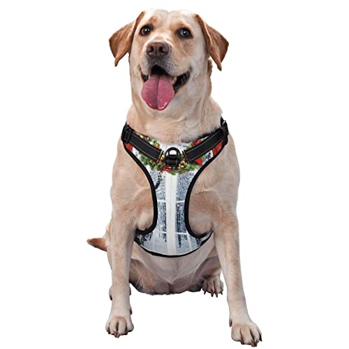 Hundegeschirr, Weihnachtsmotiv, bedruckt, kein Ziehen, verstellbar, reflektierend, Haustier-Oxford-Weste, einfach anzuziehen, Rot Hundegeschirr, Weihnachtsmotiv, bedruckt, kein Ziehen, verstellbar, reflektierend, Haustier-Oxford-Weste, einfach anzuziehen, Rot von Debou