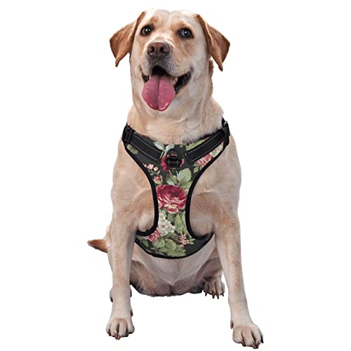 Hundegeschirr, bedruckt, kein Ziehen, verstellbar, reflektierend, Oxford-Weste, leicht anzuziehen, Grün Hundegeschirr, bedruckt, kein Ziehen, verstellbar, reflektierend, Oxford-Weste, leicht anzuziehen, Grün von Debou