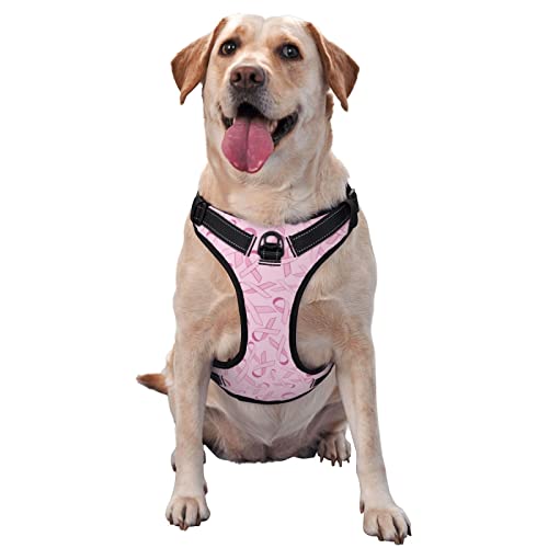 Hundegeschirr, mit pinkem Schleifenmuster, bedruckt, kein Ziehen, verstellbar, reflektierend, Haustier-Oxford-Weste, einfach anzuziehen von Debou