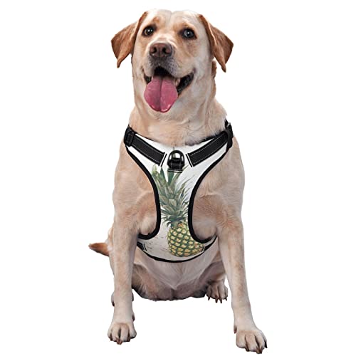 Hundegeschirr mit Ananas-Malerei, kein Ziehen, kein Würgen, reflektierend, für kleine, mittelgroße und große Hunde Hundegeschirr mit Ananas-Malerei, kein Ziehen, kein Würgen, reflektierend, für kleine, mittelgroße und große Hunde von Debou