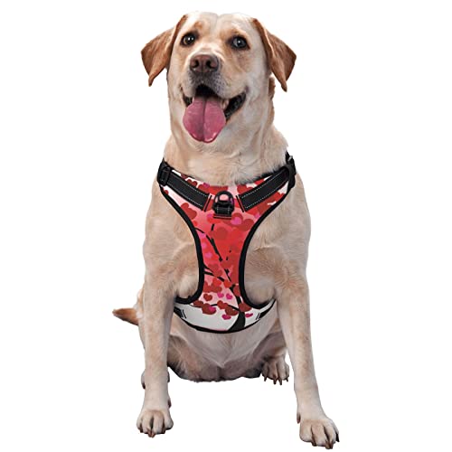 Hundegeschirr mit Herzbaum-Aufdruck, kein Ziehen, kein Würgen, reflektierend, für kleine, mittelgroße und große Hunde, Rot von Debou
