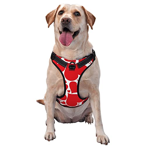 Hundegeschirr mit Herzmotiv, kein Ziehen, reflektierend, für kleine, mittelgroße und große Hunde von Debou