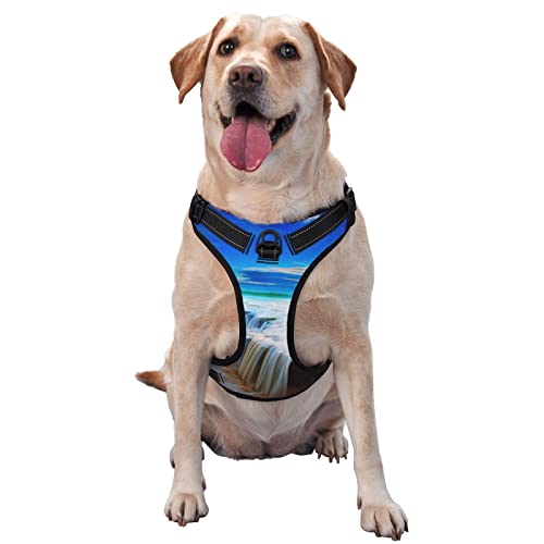 Hundegeschirr mit Meereswellen-Landschaftsdruck, kein Ziehen, kein Würgen, reflektierende Hundeweste, für kleine, mittelgroße und große Hunde Hundegeschirr mit Meereswellen-Landschaftsdruck, kein Ziehen, kein Würgen, reflektierende Hundeweste, für kleine, mittelgroße und große Hunde von Debou