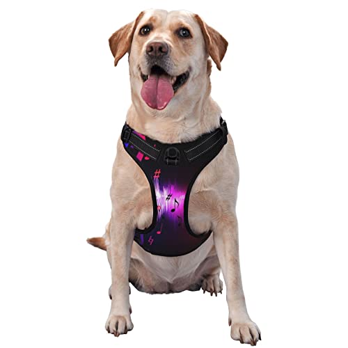 Hundegeschirr mit Musikspektrum-Aufdruck, kein Ziehen, kein Würgen, reflektierend, für kleine, mittelgroße und große Hunde Hundegeschirr mit Musikspektrum-Aufdruck, kein Ziehen, kein Würgen, reflektierend, für kleine, mittelgroße und große Hunde von Debou