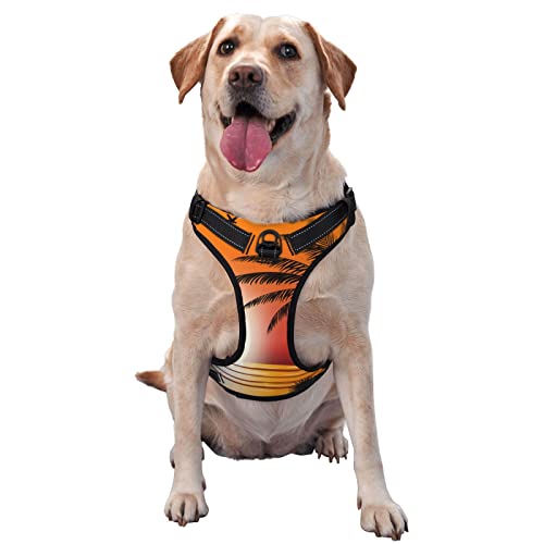 Hundegeschirr mit Palmenmotiv am Strand, kein Ziehen, reflektierend, für kleine, mittelgroße und große Hunde Hundegeschirr mit Palmenmotiv am Strand, kein Ziehen, reflektierend, für kleine, mittelgroße und große Hunde von Debou