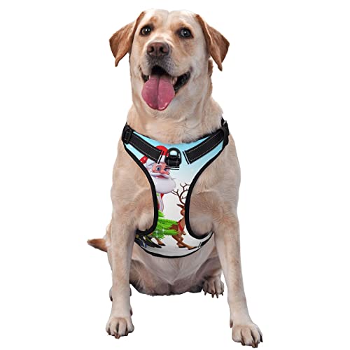 Hundegeschirr mit Weihnachtsmann-Rentier-Aufdruck, kein Ziehen, kein Würgen, reflektierende Hundeweste, für kleine, mittelgroße und große Hunde Hundegeschirr mit Weihnachtsmann-Rentier-Aufdruck, kein Ziehen, kein Würgen, reflektierende Hundeweste, für kleine, mittelgroße und große Hunde von Debou