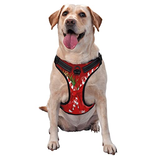 Merry Christmas Hundegeschirr, bedruckt, kein Ziehen, verstellbar, reflektierend, Haustier-Oxford-Weste, einfach anzuziehen von Debou