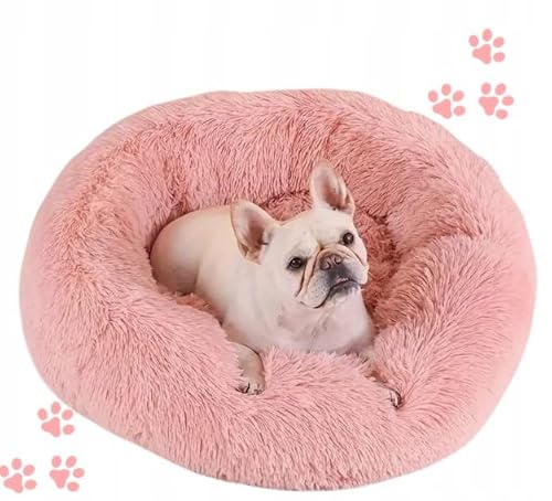 Deccart - Hundebett für kleine Hunde Rund - Katzenbett - Hundekissen Donut-Kissen Katzenbett Flauschig Katzenkissen - Schlafplatz für Katzen und Hunden - 60 cm Rosa von Deccart
