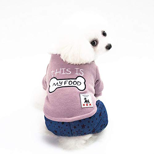 Decdeal Haustier Kleidung Hund Sweatshirts Baumwolle Katzenjacken Weiche warme Winter Hunde Kleidung Jumpsuit Stern Muster Knopf Haustier von Decdeal