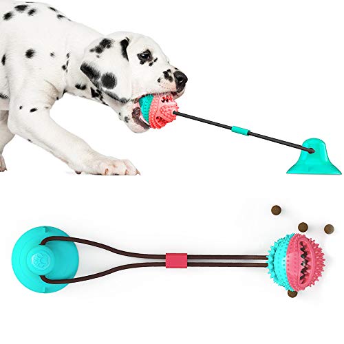 Decdeal Smile hundespielzeug mit saugnapf, Hundebiss-Trainingsball Multifunktions-Haustier-Kauspielzeug Multifunktion Pet Molar Biss Spielzeug für Hundereinigung Zahnfutterspender von Decdeal