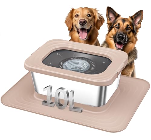 Decflow 10L Edelstahl Hund Wassernapf, Kein Verschütten Anti-Splash Hundenäpfe mit XXL Silikonmatte, Auslaufsicherer Slow Feeder für unordentliche Trinker, Heavy Duty Pet Bowls Indoor/Outdoor Decflow 10L Edelstahl Hund Wassernapf, Kein Verschütten Anti-Splash Hundenäpfe mit XXL Silikonmatte, Auslaufsicherer Slow Feeder für unordentliche Trinker, Heavy Duty Pet Bowls Indoor/Outdoor von Decflow