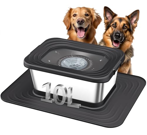 Decflow 10L Edelstahl Hund Wassernapf, Kein Verschütten Anti-Splash Hundenäpfe mit XXL-Silikonmatte, auslaufsicherer langsamer Feeder für unordentliche Trinker, robuste Haustiernäpfe für den Innen- Decflow 10L Edelstahl Hund Wassernapf, Kein Verschütten Anti-Splash Hundenäpfe mit XXL-Silikonmatte, auslaufsicherer langsamer Feeder für unordentliche Trinker, robuste Haustiernäpfe für den Innen- von Decflow
