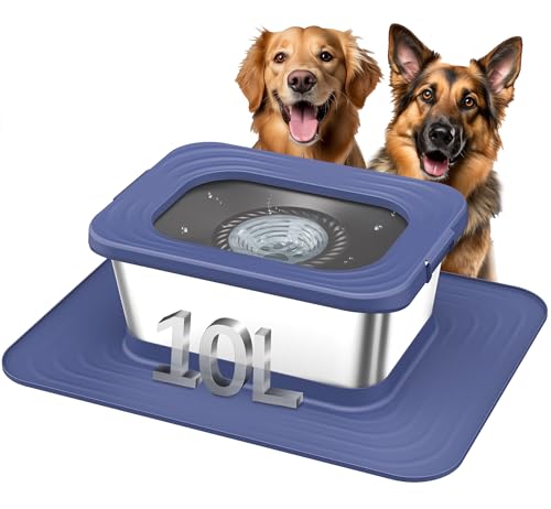 Decflow 10L Edelstahl Hund Wassernapf, kein Verschütten, Anti-Splash Hundenäpfe mit XXL-Silikonmatte, auslaufsicher, langsamer Futterspender für unordentliche Trinker, robuste Haustiernäpfe für den Decflow 10L Edelstahl Hund Wassernapf, kein Verschütten, Anti-Splash Hundenäpfe mit XXL-Silikonmatte, auslaufsicher, langsamer Futterspender für unordentliche Trinker, robuste Haustiernäpfe für den von Decflow