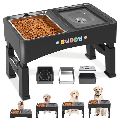 Decflow 3-in-1 Erhöhte Hundenäpfe, 4 höhenverstellbare erhöhte Hundenäpfe mit Edelstahl-Hundefutternäpfen, langsamer Feeder, kein Verschütten Wassernapf, DIY Aufkleber Faltbarer Haustiernapf für Decflow 3-in-1 Erhöhte Hundenäpfe, 4 höhenverstellbare erhöhte Hundenäpfe mit Edelstahl-Hundefutternäpfen, langsamer Feeder, kein Verschütten Wassernapf, DIY Aufkleber Faltbarer Haustiernapf für von Decflow