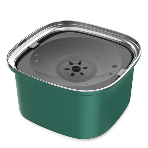 Decflow 3L Dog Water Bowl Stainless Steel Slow Drinking Dog Bowl with Lid, No Spill Water Bowl for Large Dogs Splash Proof Vehicle Carried Travel Pet Water Bowl Dispenser for Messy Drinkers, Green von Decflow