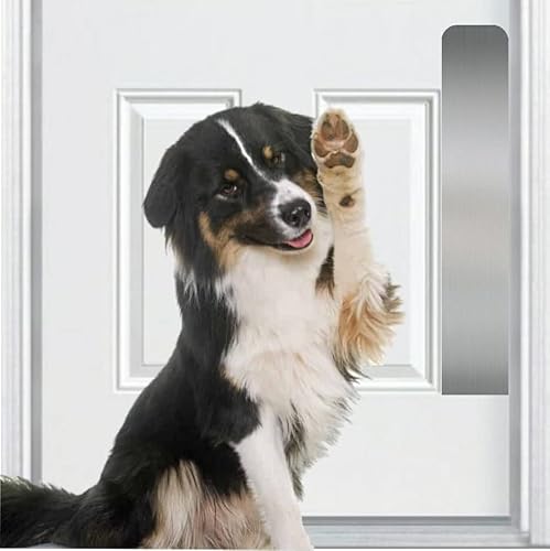 Deck the Door Decor | Kratzschutzplatte für Hunde – eloxiertes Aluminium – 3M-Klebehalterung – mehrere Farben – Größen für alle Türen (6 x 22, satiniertes Nickel) von Deck the Door Decor