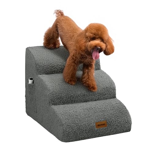 Deconovo Hundetreppe für Kleine Hunde 3 Stufen, Haustiertreppe mit Abnehmbarem Waschbarem Bezug rutschfeste Katzentreppe für Sofa Bett, Hunderampe mit Gelenkproblemen, 57x40x40 cm, Dunkelgrau Deconovo Hundetreppe für Kleine Hunde 3 Stufen, Haustiertreppe mit Abnehmbarem Waschbarem Bezug rutschfeste Katzentreppe für Sofa Bett, Hunderampe mit Gelenkproblemen, 57x40x40 cm, Dunkelgrau von Deconovo