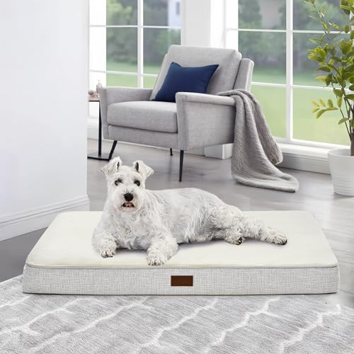 Deconovo orthopädisches Hundebett für Grosse Hunde rutschfest Hundekissen waschbares Hundematte flauschig Hundebetten abnehmbar Dog Bed, 112x81x8cm, Weiß, 1 Stück von Deconovo