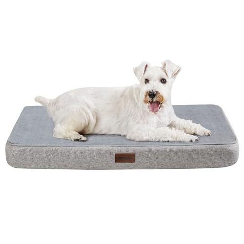 Deconovo Orthopädisches Hundebett – rutschfest & Waschbar – Flauschige Hundematte mit Abnehmbarem Bezug – Hundesofa für Gelenkschutz Hundekissen Hundebetten– 91x69x8cm, Hellgrau von Deconovo