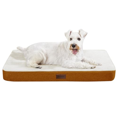 Deconovo Orthopädisches Hundebett – rutschfest & Waschbar – Flauschige Hundematte mit Abnehmbarem Bezug – Hundesofa für Gelenkschutz Hundekissen Hundebetten– 76x51x8cm, Kürbis von Deconovo